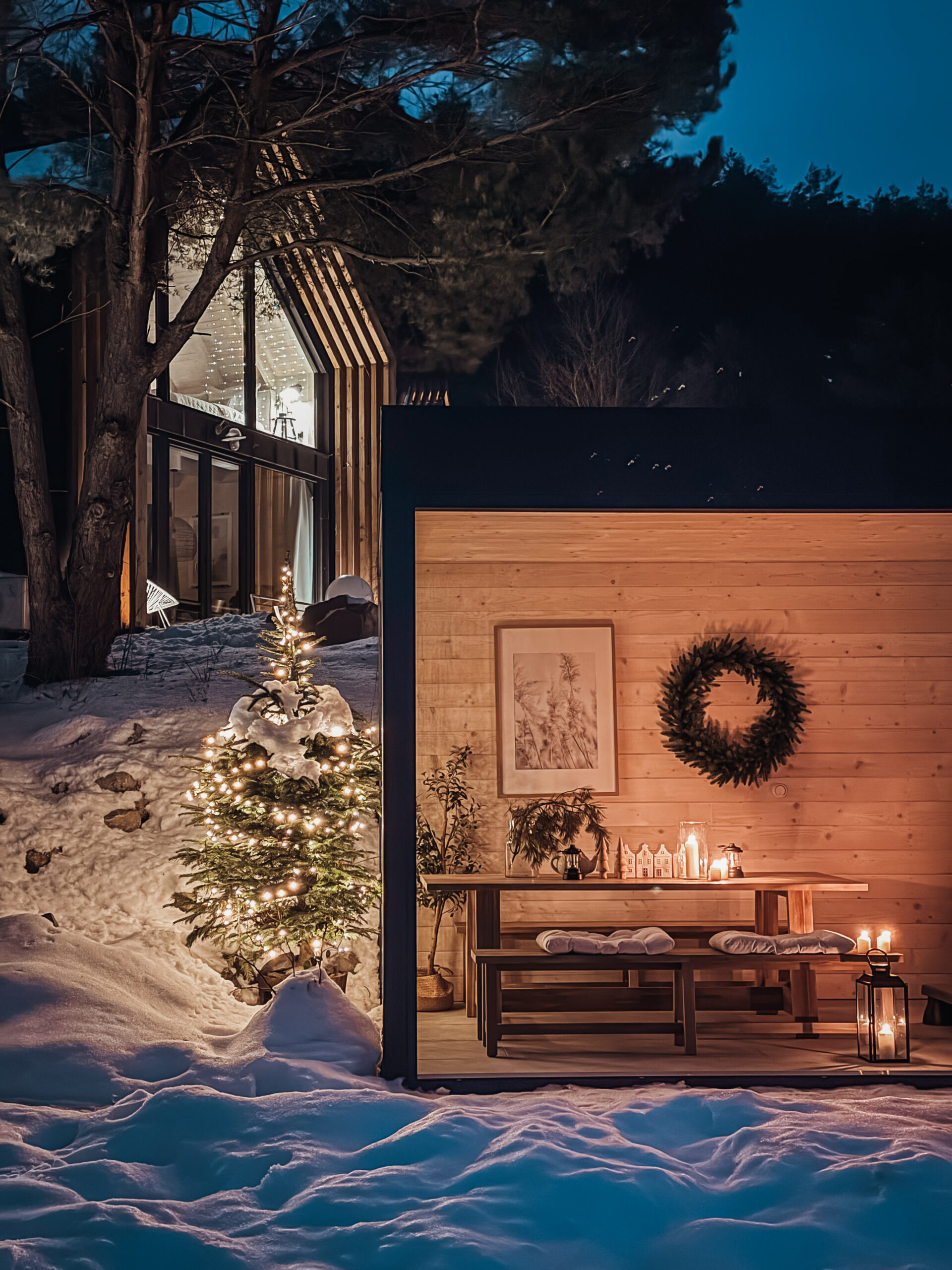 Szklana pergola dla domku Hytte Stodoły Babice domki na wynajem